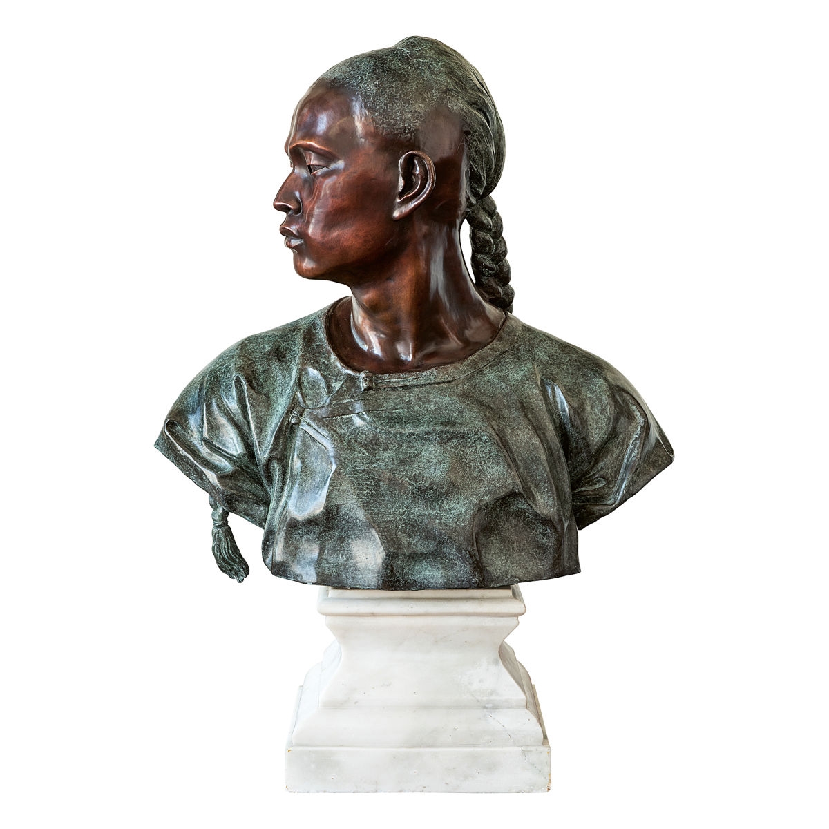 French School, 20th Century | Bust of a warrior with Manchu queue ...