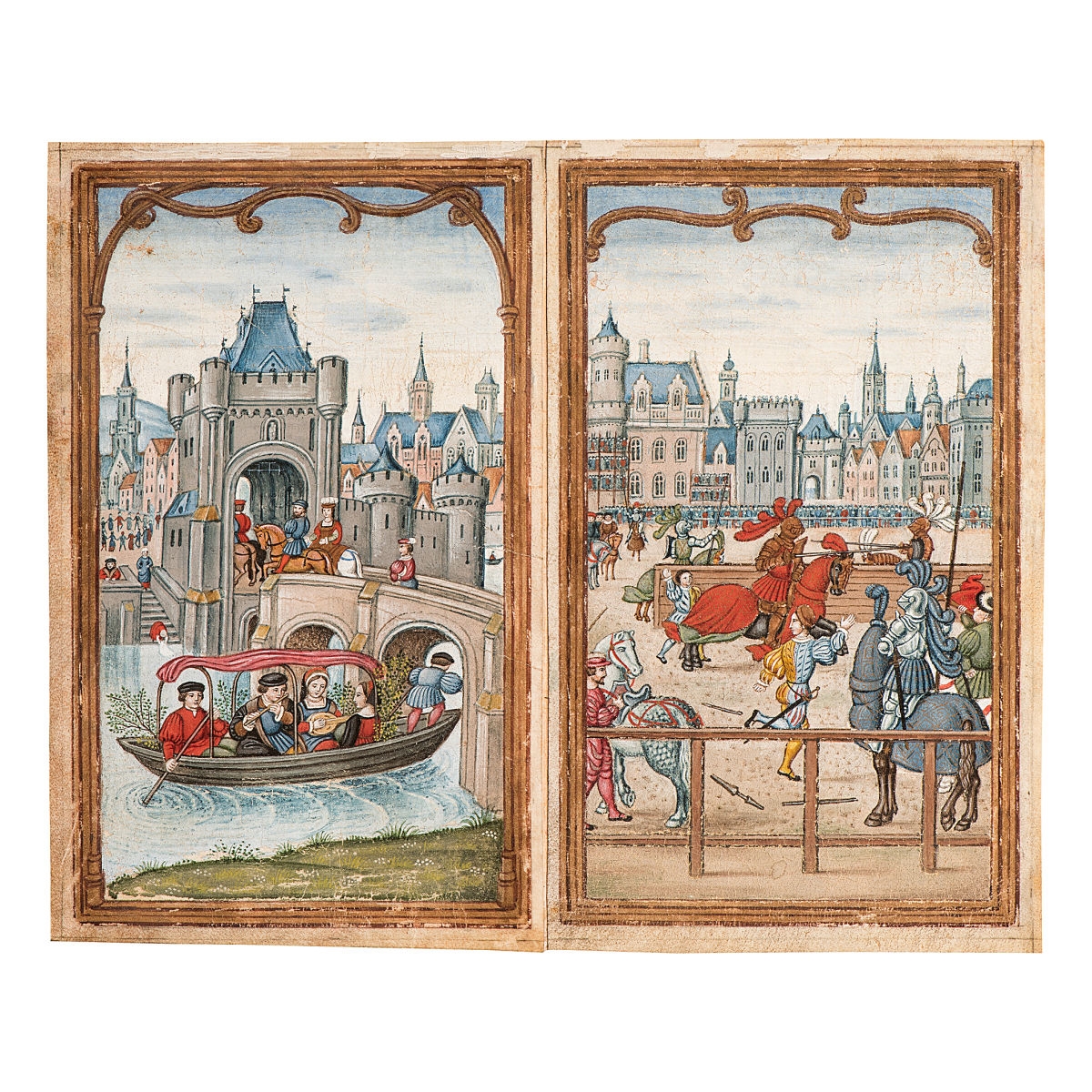 The Spanish Forger | 2 Works; Townscape with river view and figure ...