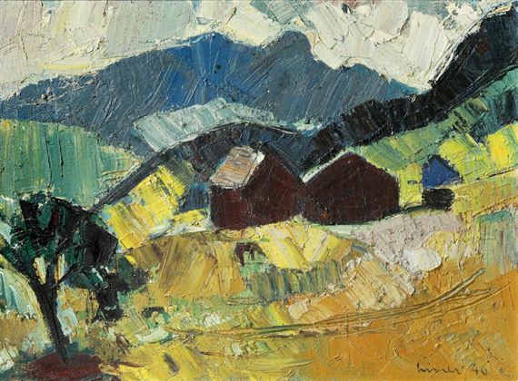 Kamor und Hoher Kasten im Herbst, Blick aus dem Atelier by Carl Walter Liner, 1946