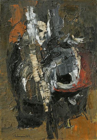 Komposition schwarz-ocker-weiss by Carl Walter Liner, 1962