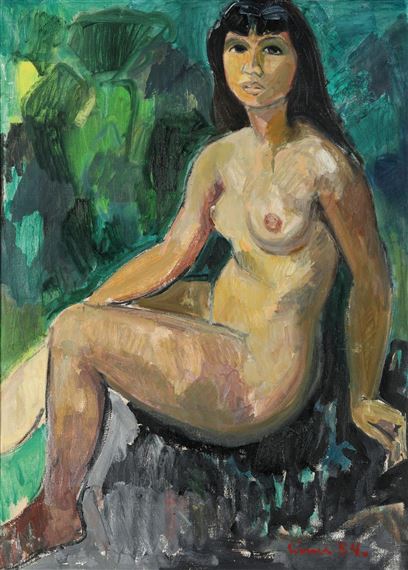 Sitzender weiblicher Akt by Carl Walter Liner, 1954