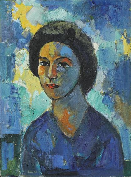 Damenbildnis in Blau by Carl Walter Liner