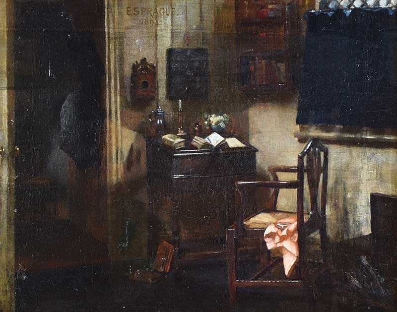 Artwork by Edith Sprague, AN INTERIOR SCENE, Made of Oil on Canvas