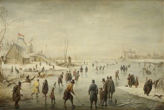 Winterlandschaft mit Vergnügen auf dem Eis - Hendrick Avercamp