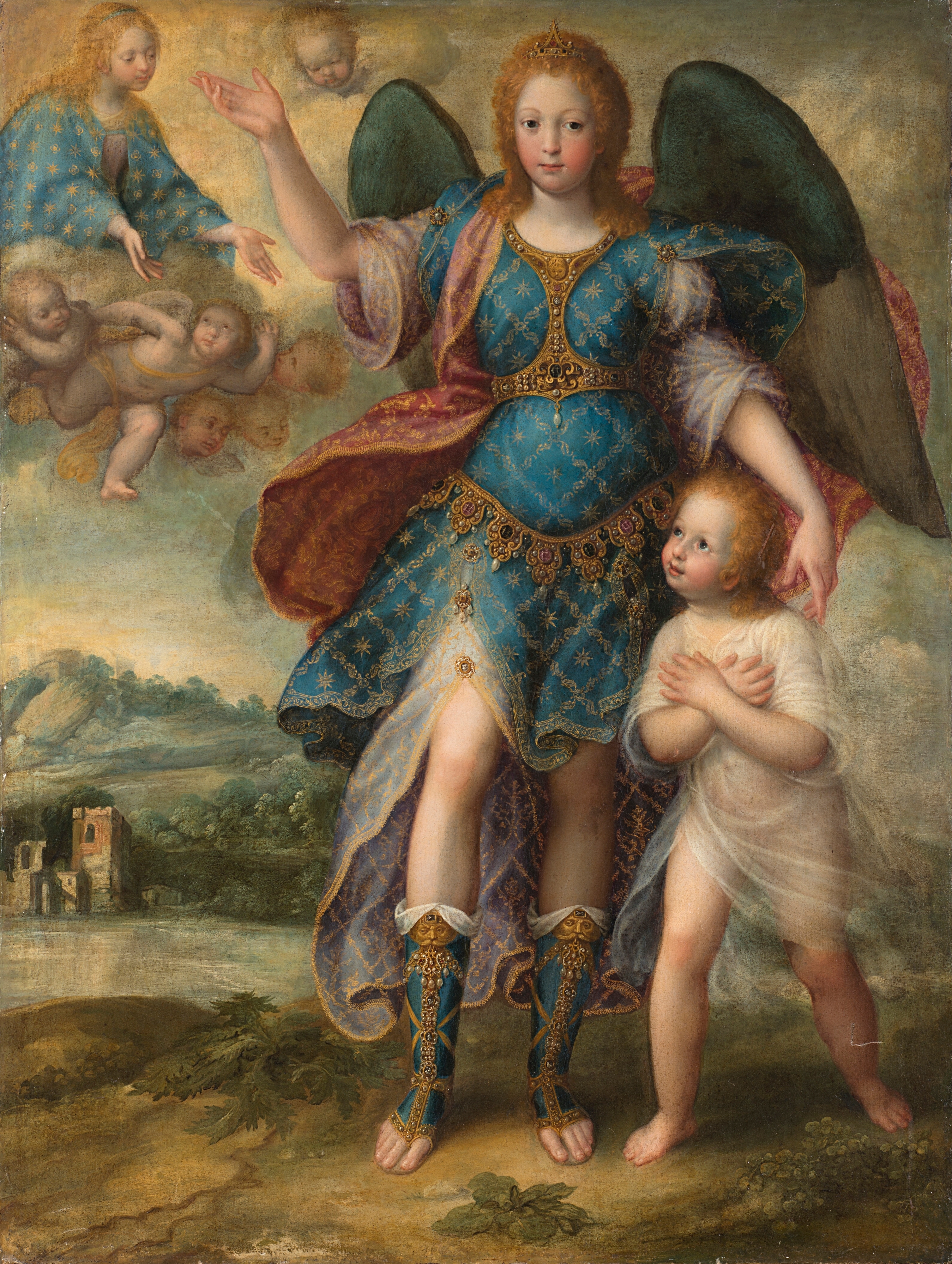 Artwork by Prague School, 17th Century, The Guardian Angel, Made of Oil on canvas