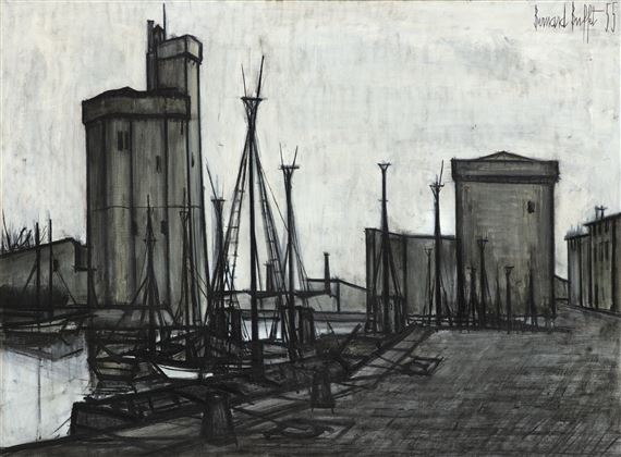 ベルナール・ビュッフェ、「Le port de La Rochelle」 Bernard Buffet | LE PORT DE LA ROCHELLE (1955) | MutualArt