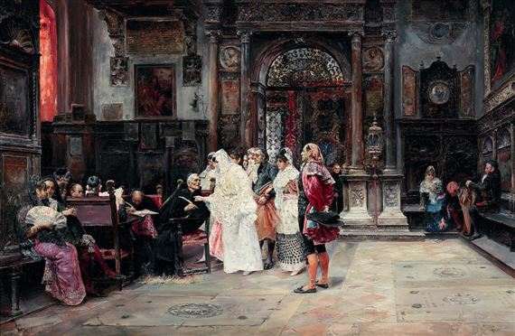 The signing of the marriage contract by José Gallegos y Arnosa, 1889