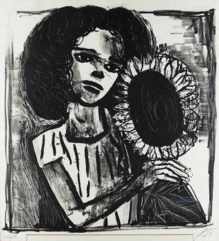 Mädchen mit Sonnenblume by Otto Dix, 1958