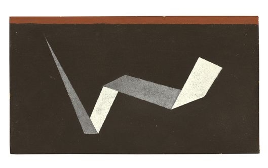 Artwork by Hermann Glöckner, Dreimal gebrochener Keil auf Schwarz, Made of Tempera and silver paint over pencil on cardboard