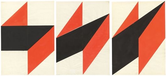 Artwork by Hermann Glöckner, 3 Works: Drei Phasen, Made of Tempera on paper