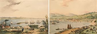 2 Works: View of Nelson Haven, in Tasman's Gulf, New Zealand; View of a Part of the Town of Wellington - Charles Heaphy
