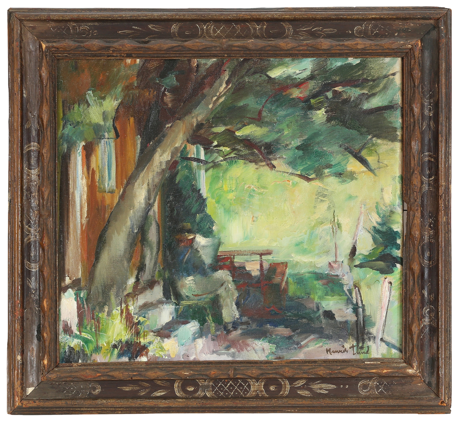 Artwork by Henrik Lund, Mann i hagelandskap, Made of Oil on canvas