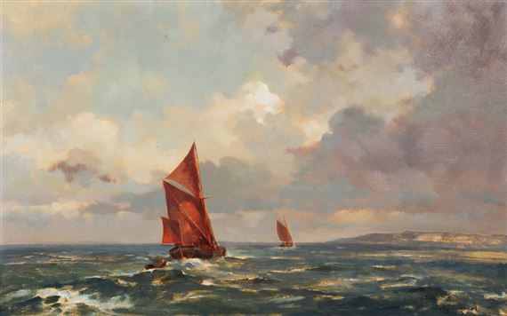 Barges Off the Dorset Coast by Sally Gaywood