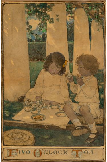 Five O'clock Tea, The Child in a Garden, Scribner's Magazine interior illustration by Jessie Willcox Smith, December 1903