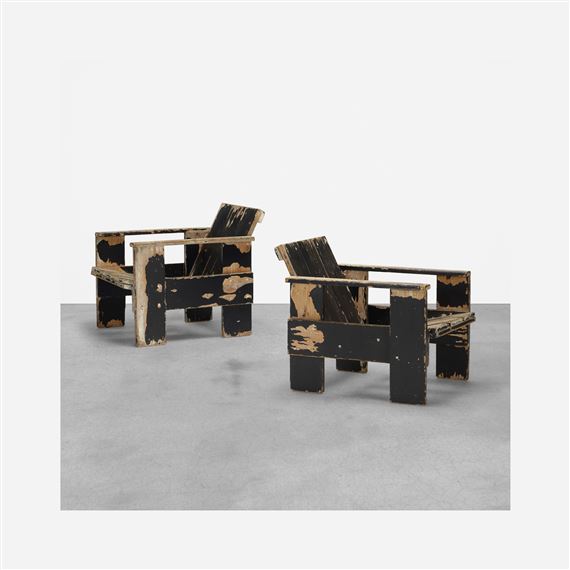 A Pair: Crate chairs by Gerrit Rietveld, Circa 1935-1945