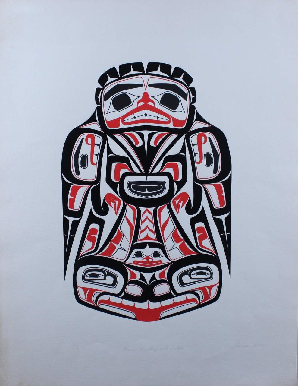 Artwork by Dempsey Bob, Raven Travelling with Sculpin, Made of silkscreen