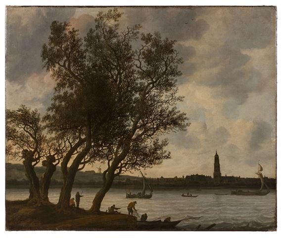 La ville de Rhenen vue de la rive sud du Rhin inférieur by Anthonie Jansz. van der Croos