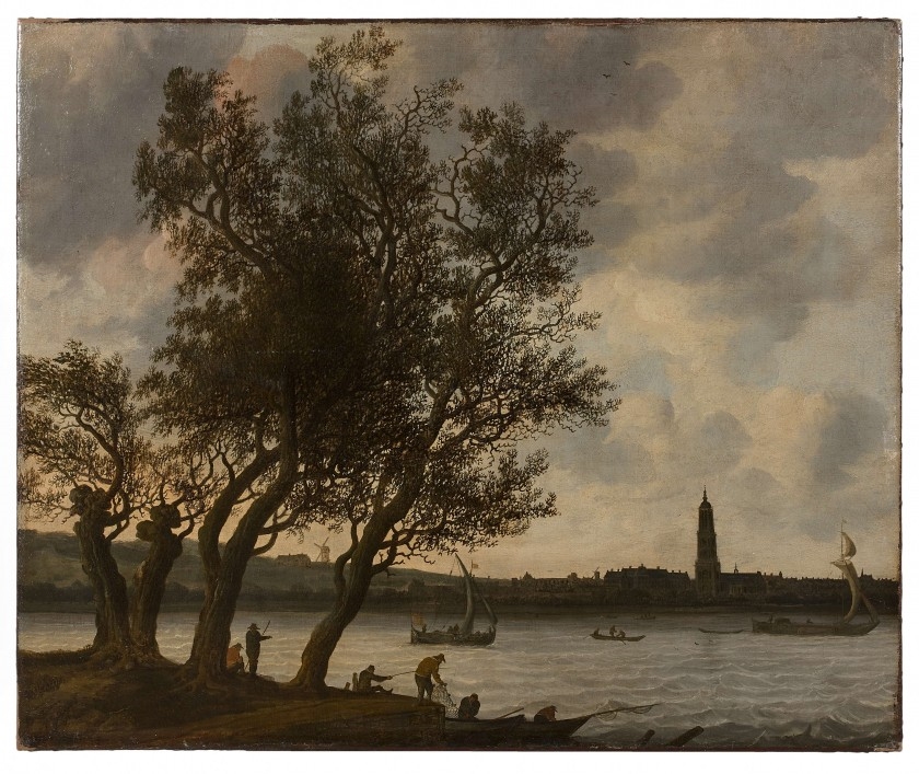 Artwork by Anthonie Jansz. van der Croos, La ville de Rhenen vue de la rive sud du Rhin inférieur, Made of Oil on canvas