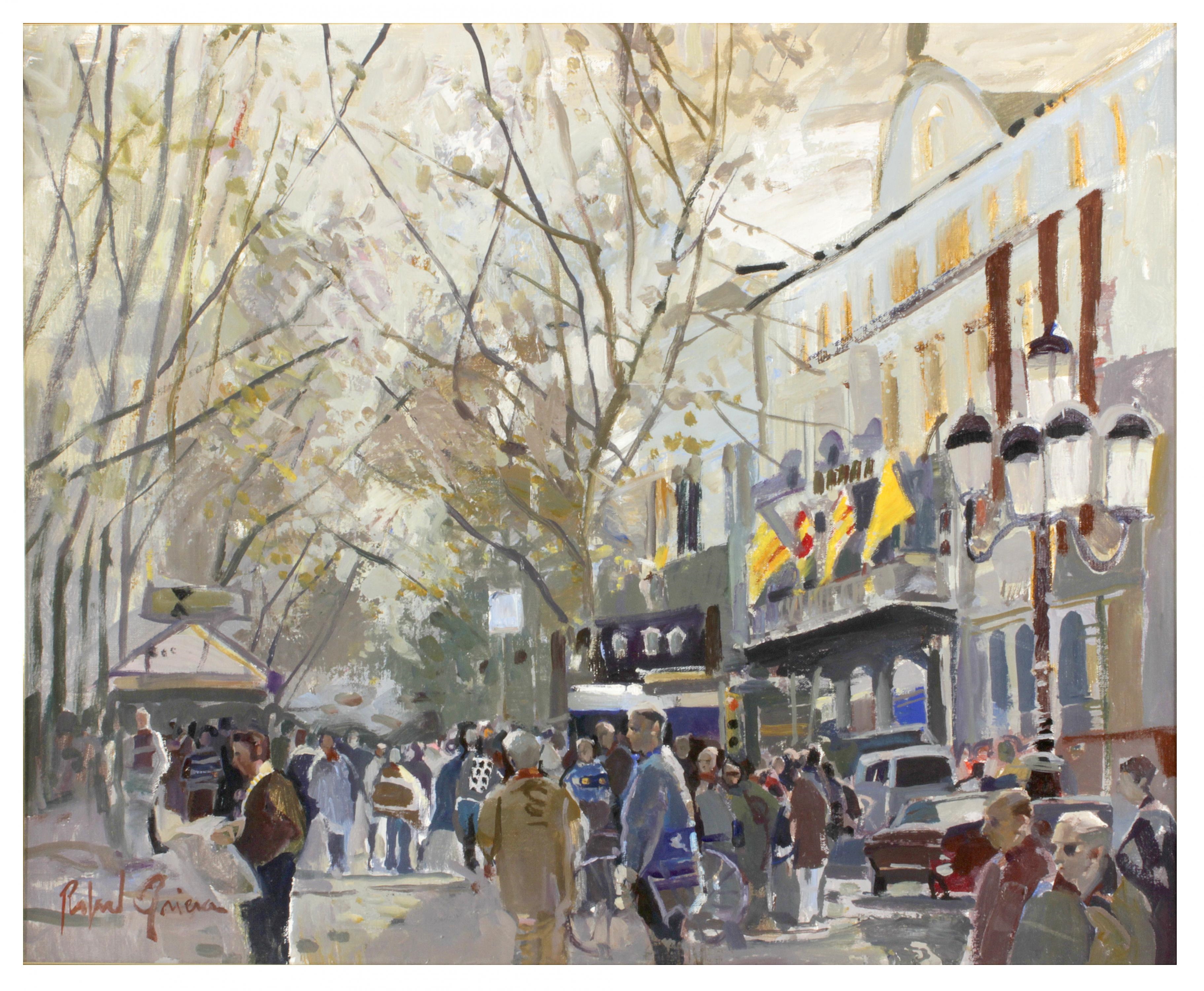 Artwork by Rafael Griera i Calderón, Ramblas de Barcelona Liceo, Made of Oil on canvas