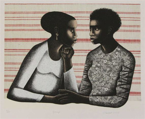 Gossip by Elizabeth Catlett, 2005