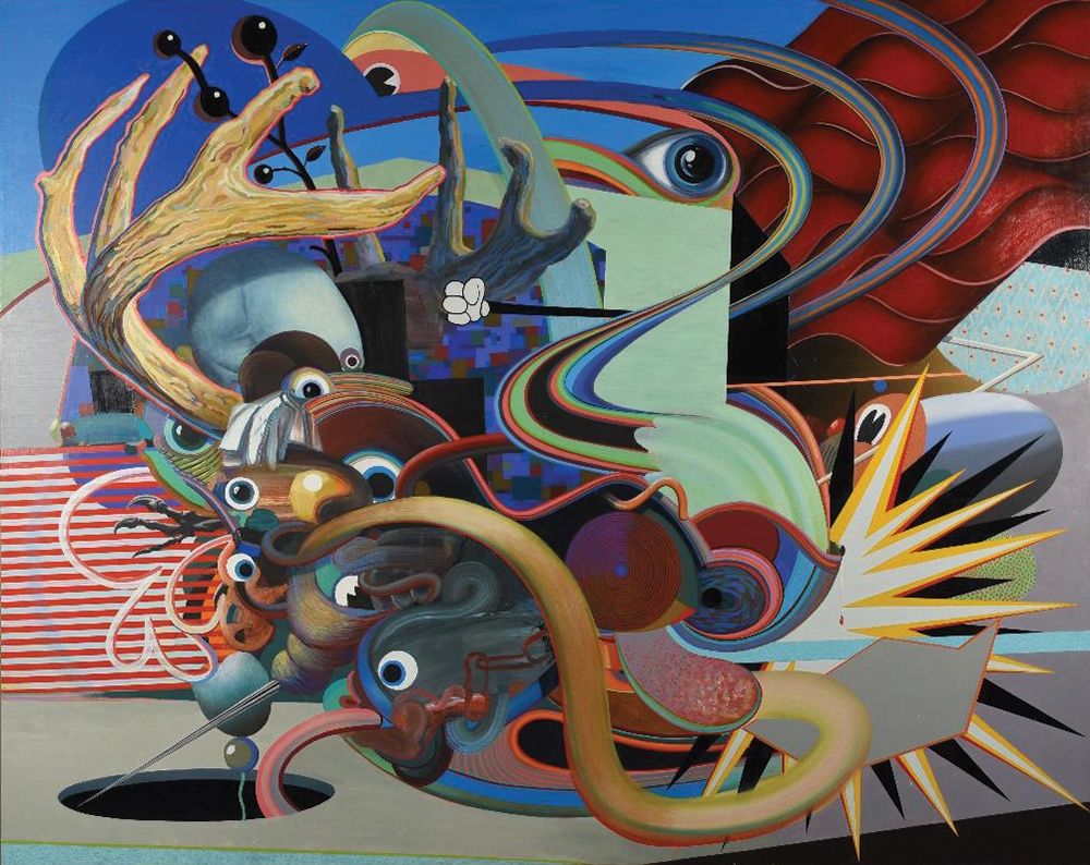 Artwork by Sean Foley, Charlatan, Made of Oil, Enamel and Flocking on Linen