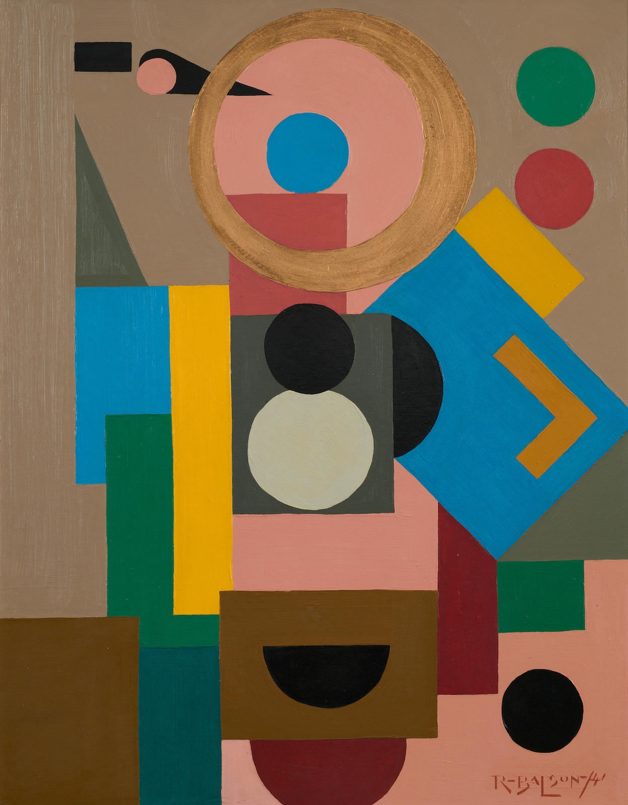 Artwork by Ralph Balson, Untitled, Made of oil and metallic paint on cardboard