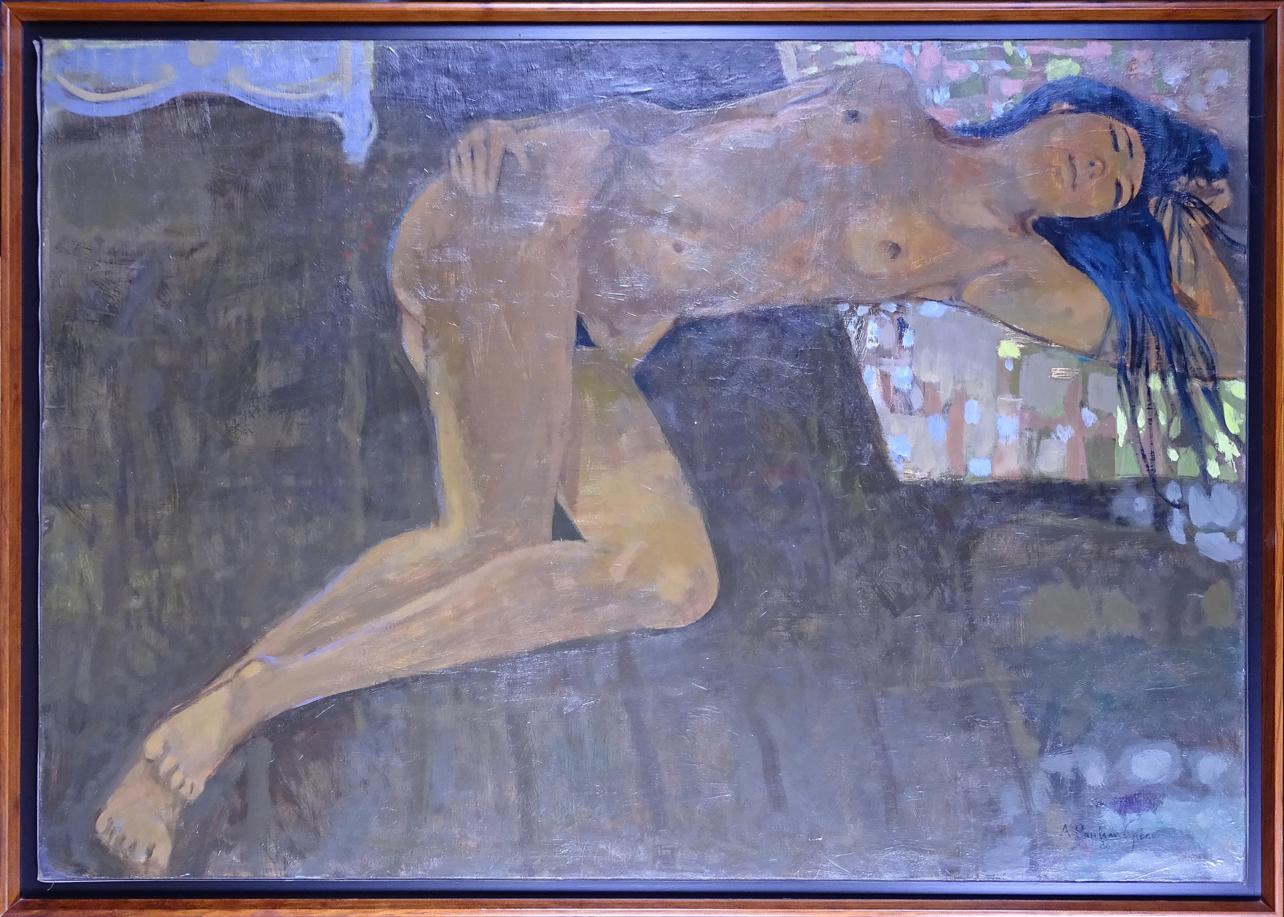 Artwork by Alfred Rozelaar Green, Delphine couchée, Made of Oil on canvas