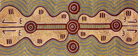 Kangaroo Travelling by Michael Nelson Tjakamarra, 1989