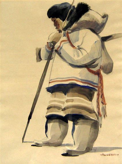 James Archibald Houston | Inuit with Harpoon | MutualArt