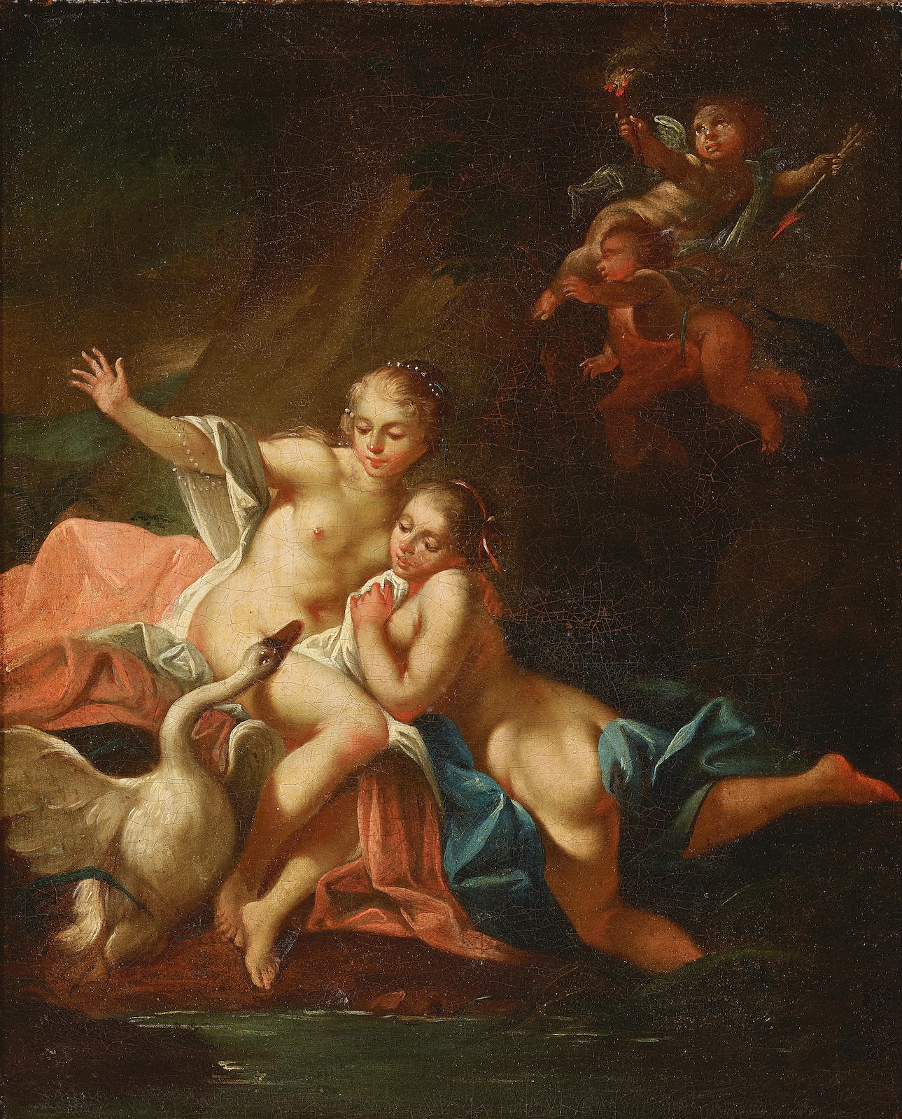 Leda and the swan by French School, 19th Century, French School, 18th Century