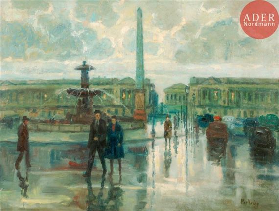 Paris, place de la Concorde sous la pluie by Per Krohg