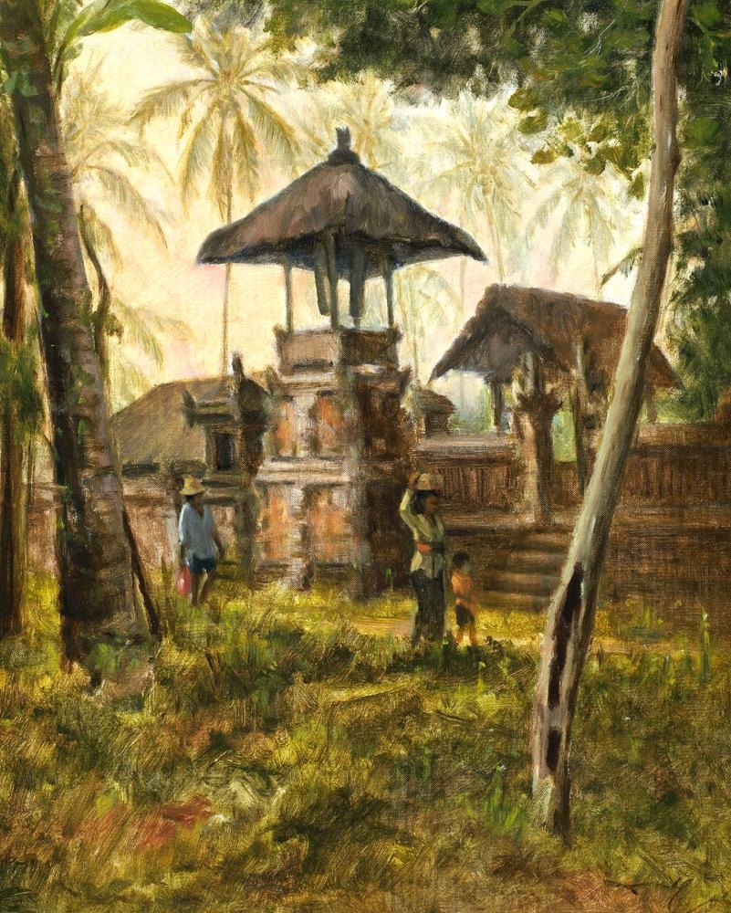 Artwork by Dullah, Balai Kulkul Di Pura Samuan Tiga, Made of Oil on canvas