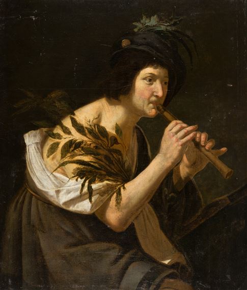 A fluit playing shepherd by Jan van Bijlert