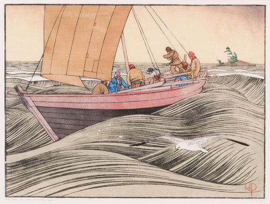 York Boat on Lake Winnipeg by Walter Joseph Phillips, 1930