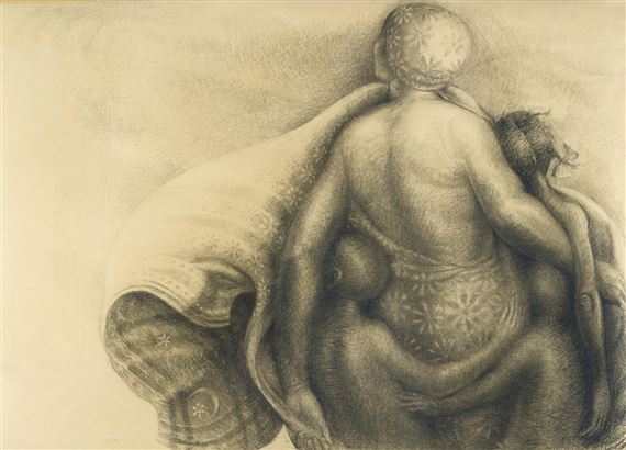 Mother and Three Children by John Biggers, 1947
