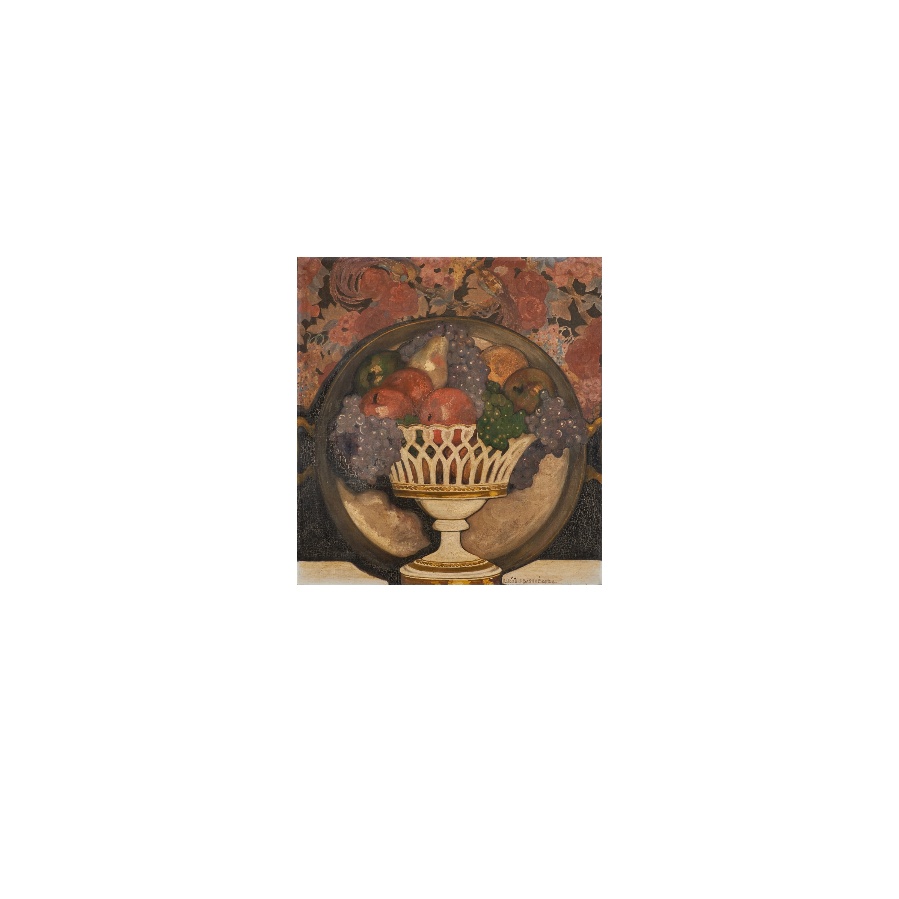 Artwork by Ethel Franklin Betts Bains, Untitled - Fruit, Made of Oil on canvas mounted to board