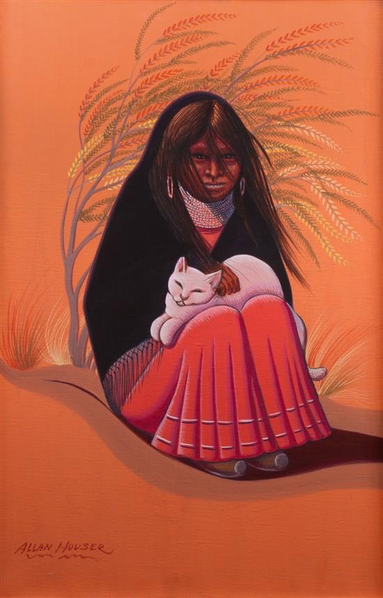 Houser Allan Seated Woman with Cat Compare similar artworks MutualArt