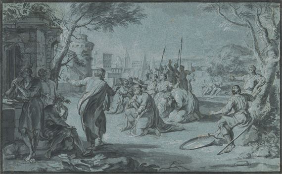 Jonah preaches at Nineveh by Johann Wolfgang Baumgartner, circa 1750