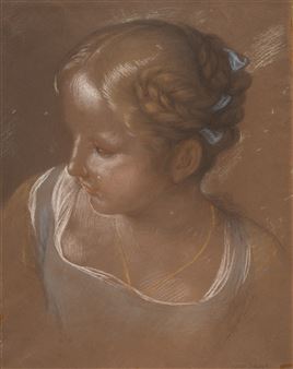 Head study of a young girl - Julius Isaak Jacob Sr.
