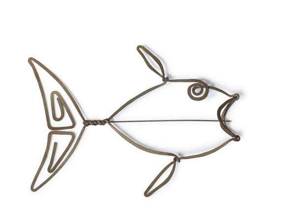 Alexander Calder inspired Wire Fish in a Tank Sculpture —, Fish Wire