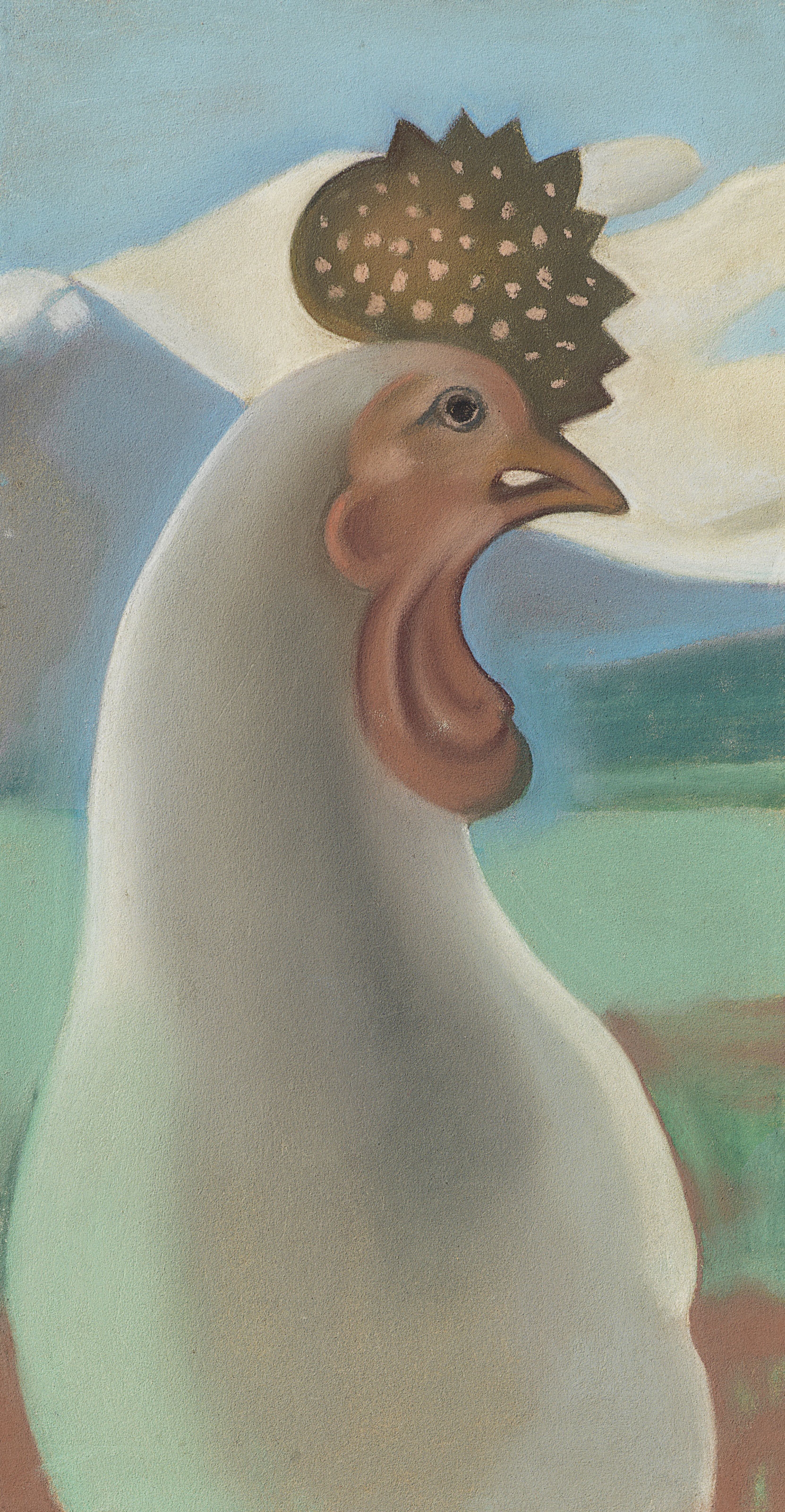Artwork by Georgia O'Keeffe, Porcelain Rooster, Made of pastel on paperboard