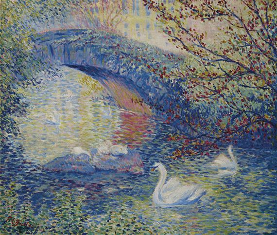 Theodore Earl Butler | Swans, Central Park (ca. 1917) | MutualArt