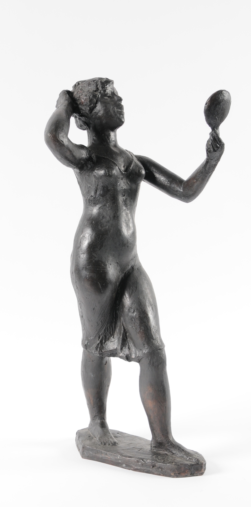 Artwork by Albert Stürchler, Standing Female with Mirror, Made of Bronze