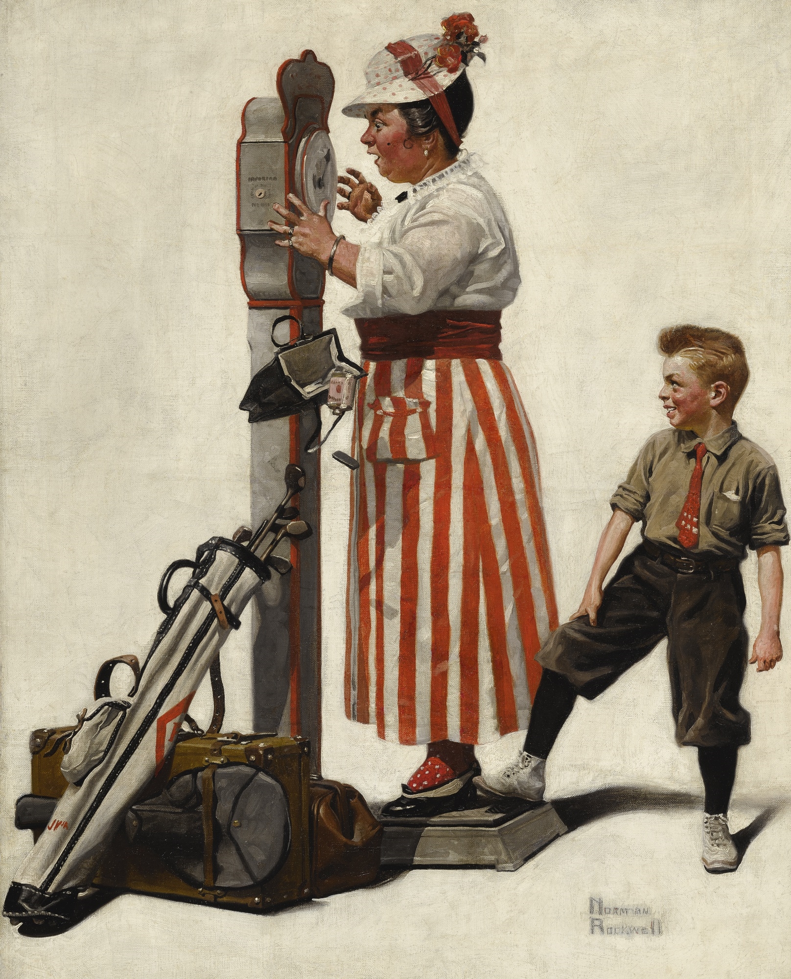 Artwork by Norman Rockwell, GOOD LAND!, Made of oil on canvas.