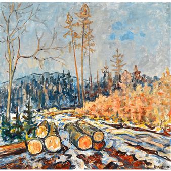 Vorfrühlingslandschaft mit Baumstämmen - Heini Waser