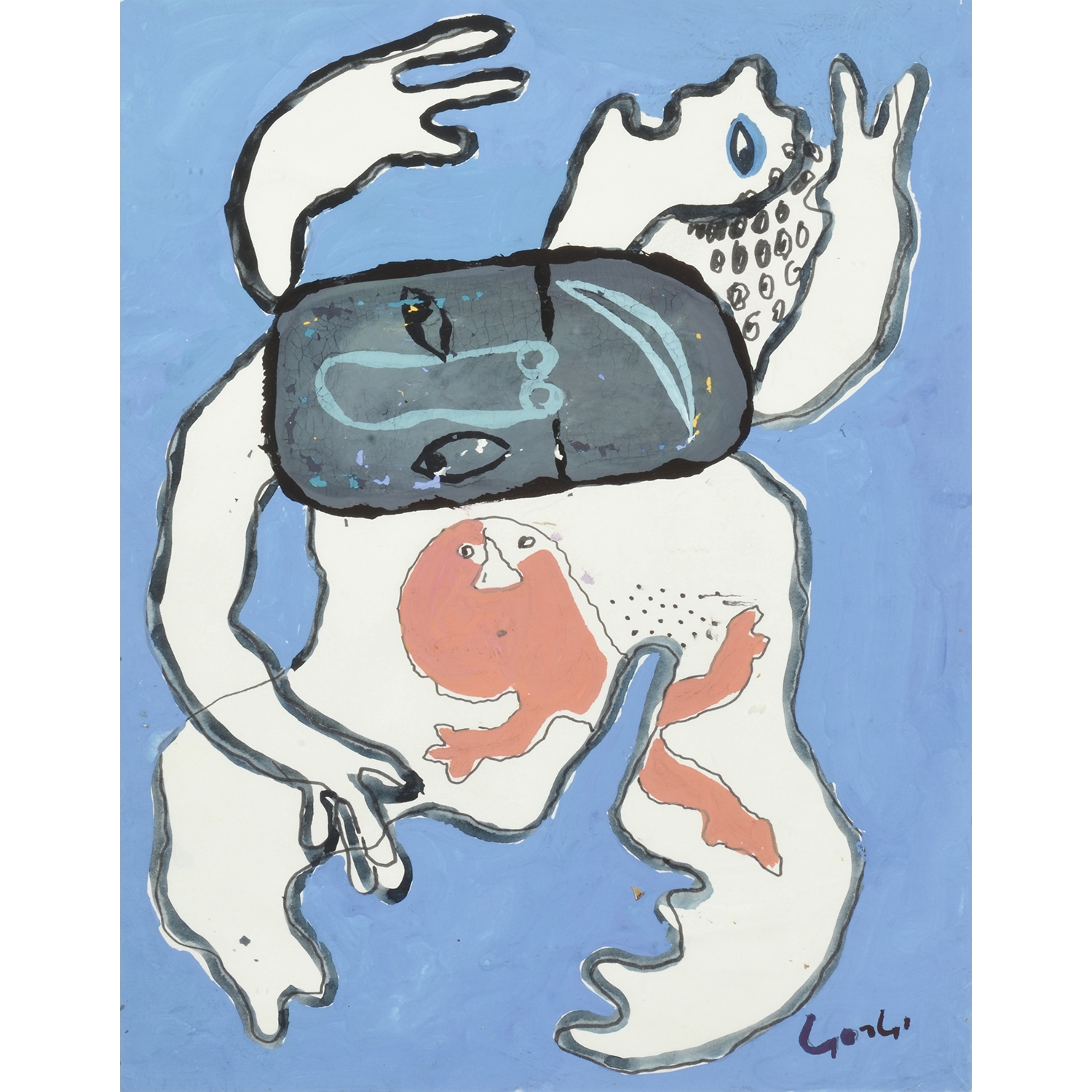 Artwork by Abdelaziz Gorgi, L'ACCOUCHEMENT, Made of Gouache on paper