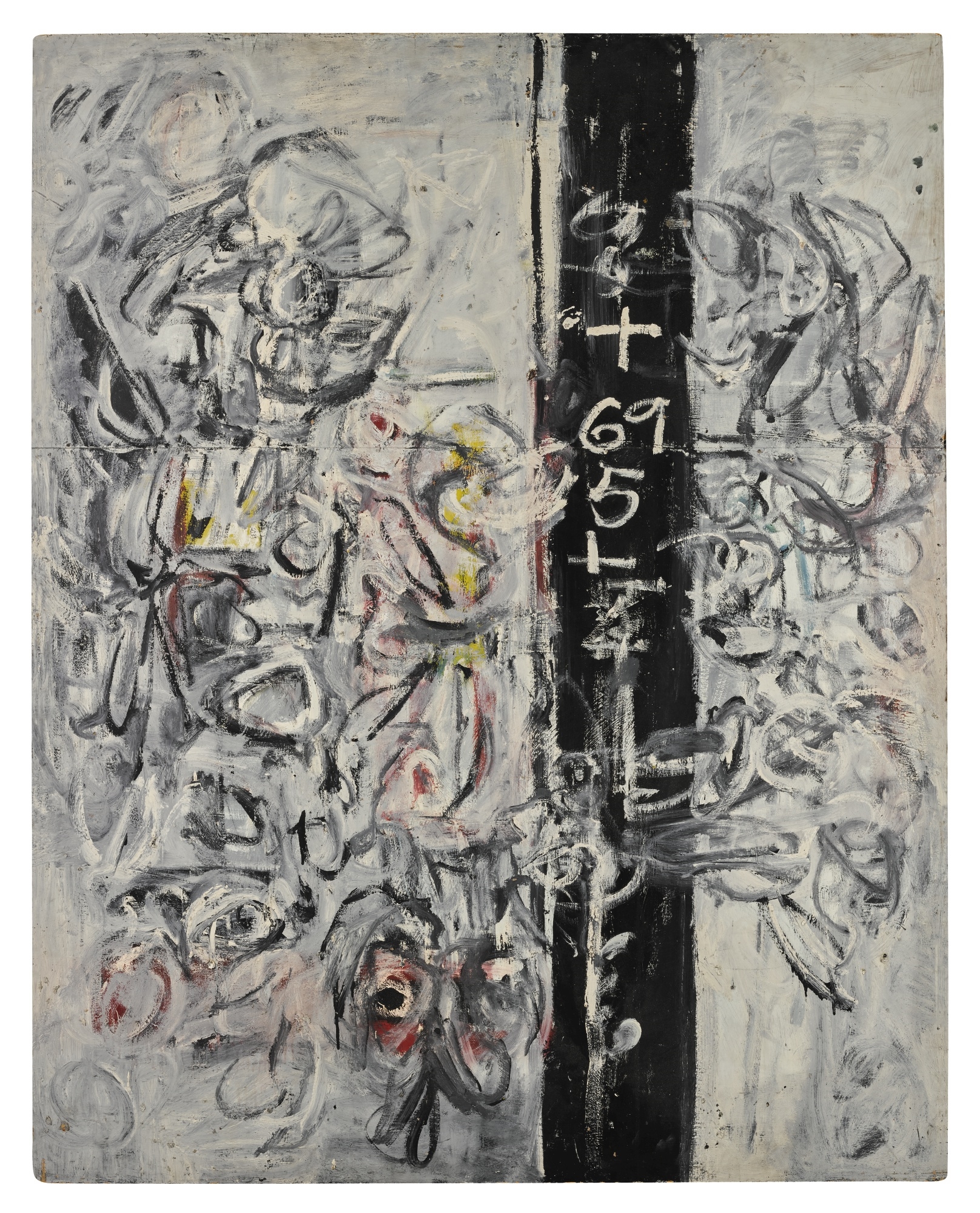 Artwork by Alan Davie, BLACK COLUMN FOR A MATHEMATICIAN, Made of oil on board