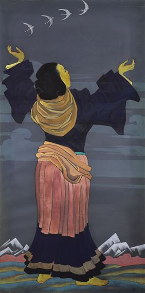 LARGE DECORATIVE PANEL by Sviatoslav Roerich, 1941
