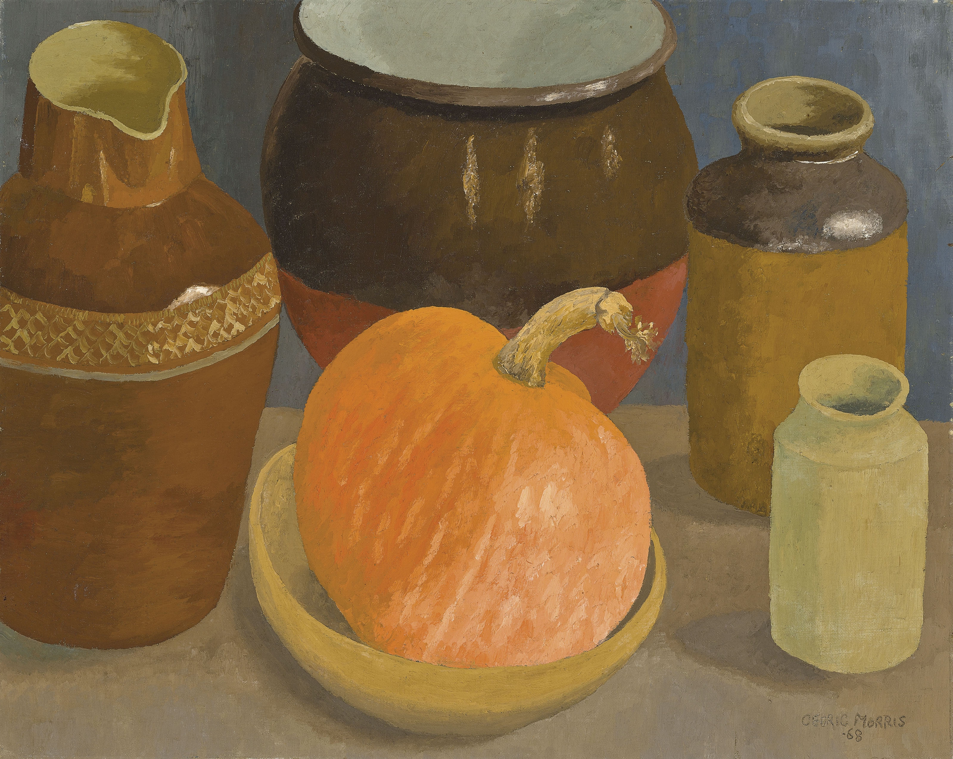 Pumpkin and Pots by Sir Cedric Morris, 1968
