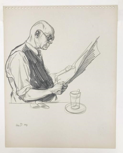 William Sharp | Man Reading Newspaper (1941) | MutualArt